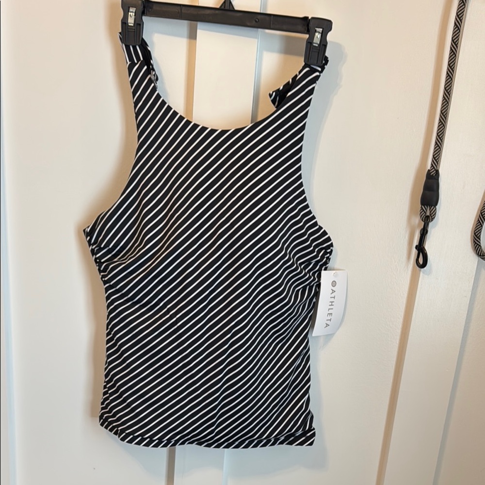 Athleta Maldives Black and White Striped Tankini Top